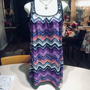 Chevron beach cover top with lace